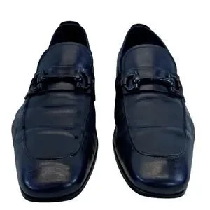 Salvatore Ferragamo Italy Navy Blue Bit Men\'s Leather Loafers 8 D w/Dust Bags Loafer with Gancini detail - Men | Ferragamo main image 3